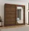 Kleiderschrank | 10 Fächer | Farbe: Walnuss | 2 Meter breit | eine Spiegeltür | zwei Kleiderstangen | PVC-Furnier | Schiebetürenschrank | Aluminiumführungen
