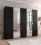 Kleiderschrank | 2 Spiegeltüren | Farbe: Schwarz | 2,5 Meter breit | 3 Fächer | Griffe: Gold | 3 Kleiderstangen | Maße: 250 x 52 x 202 cm | Soft-Close