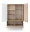 Wohnzimmer Komplett - Set B Tamino | 5-teilig | mit hellen Design | Farbe: Eiche / Kaschmir | ABS-Kantenschutz | 1 Vitrine | 1 TV-Unterschrank | 1 Highboard | 1 Couchtisch | 1 Esstisch