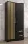 Kleiderschrank mit genügend Stauraum Similaun 65, Farbe: Schwarz matt - Abmessungen: 202 x 103 x 40 cm (H x B x T), mit fünf Fächern und zwei Schubladen