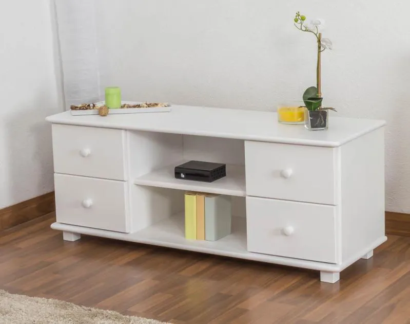 TV-Unterteil Massivholz Farbe: Weiß 55x136x47 cm  Abbildung