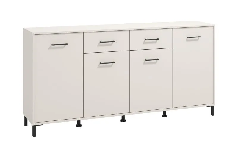 Sideboard / Kommode mit vier Türen Sabas 15, Farbe: Kaschmir, zwei Schubladen, acht Fächer, ABS-Kanten, Maße: 90 x 182,5 x 40 cm, genügend Stauraum