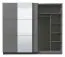 Schiebetürenschrank / Kleiderschrank Kule 10, Farbe: Graphitgrau, Spiegel, ABS-Kanten, zwei Kleiderstangen, 10 Fächer, Maße: 210 x 236,5 x 62,5 cm