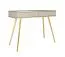 Wohnzimmer - Set D Horsham, 3-teilig, Farbe: Beige, Push-to-open Funktion, Beine: Gold, eine schmale Kommode, ein Sideboard, ein Schminktisch, ABS-Kanten