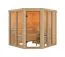 Sauna Laurino | 68 mm Wandstärke | Nordische Fichte | 196 x 196 x 198 cm | Superior Liegen aus massivem Espenholz | bronzierter Tür | Kopfstütze