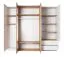 230 cm breiter Kleiderschrank mit 5 Türen, 8 Fächern und 2 Schubladen | Farbe: Eiche / Weiß | Tiefe: 52 cm Abbildung