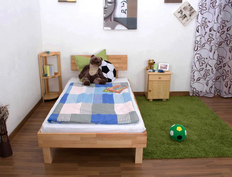 Bett 100 x 200 cm Kernbuche massiv geölt Abbildung
