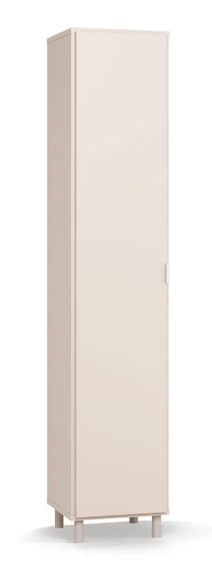 Schrank | Farbe: Beige | 5 Fächer | Soft-Close Funktion | Maße: 39 x 38 x 194 cm | Beine: Beige | beidseitig montierbar | Griff: Weiß | genügend Stauraum