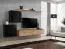 Wohnwand im stylischen Design Balestrand 78, Farbe: Schwarz / Eiche Wotan - Abmessungen: 150 x 250 x 40 cm (H x B x T), mit Push-to-open Funktion