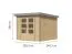 Pultdach Gartenhaus, nordische Fichte, naturbelassen, Dach graualuminium, wartungsarm, stabile Ecken mit Stahl, inkl. Zylinderschloss, 2,38×2,42 m