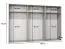 Drehtürenschrank | 6 Türen | Farbe: Weiß | 3 Kleiderstangen | Griffe: Kaschmir | 3 Fächer | Maße: 300 x 52 x 202 cm | Soft-Close-Funktion