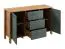 Kommode / Sideboard Braianik 18, Eiche Wotan / Grün, mit 3 Schubladen, 4 Fächer, 2 Einlegeböden, 2 Türen, 81 x 138 x 40 cm, Griffe aus Metall