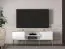 TV-Schrank / TV-Bank mit Soft-Close Funktion für Wohnzimmer Breckenridge 06, Beine & Griffe: Gold, sehr gut Kombinierbar, Farbe: Weiß, Maße: 53 x 160 x 40 cm, mit zwei Türen und vier Fächer
