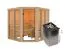 Sauna Laurino | 68 mm Wandstärke | Nordische Fichte | 9 kW Ofen mit integrierter Steuerung | 196 x 196 x 198 cm | Superior Liegen aus massivem Espenholz 