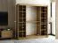 Schiebetürenschrank / Kleiderschrank Borgis 05C mit Spiegel, Farbe: Eiche Artisan / Schwarz matt - Abmessungen: 200 x 200 x 62 cm (H x B x T)