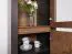 Vitrine Selun 10, Farbe: Eiche Dunkelbraun / Grau - 197 x 50 x 43 cm (H x B x T)