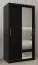 Schiebetürenschrank / Kleiderschrank Bisaurin 1C mit Spiegel, Farbe: Schwarz - Abmessungen: 200 x 100 x 62 cm ( H x B x T)