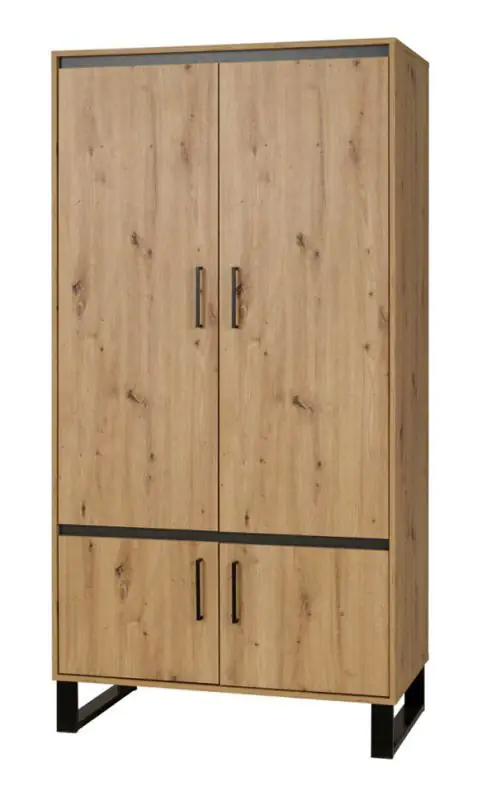 80 cm breiter Kleiderschrank mit 4 Türen | Farbe: Eiche Abbildung