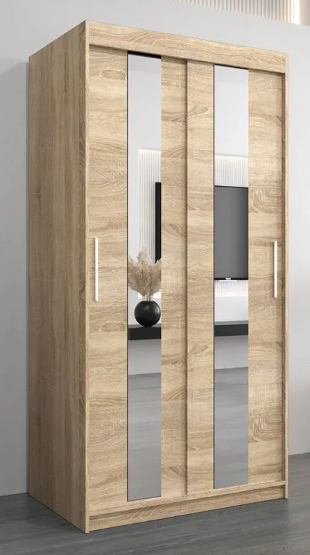 1 Meter breiter Kleiderschrank mit 2 Türen | Farbe: Sonoma Eiche Abbildung