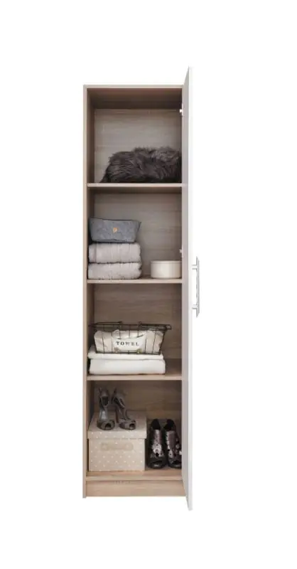 50 cm breiter Kleiderschrank mit 1 Tür | Farbe: Weiß Abbildung