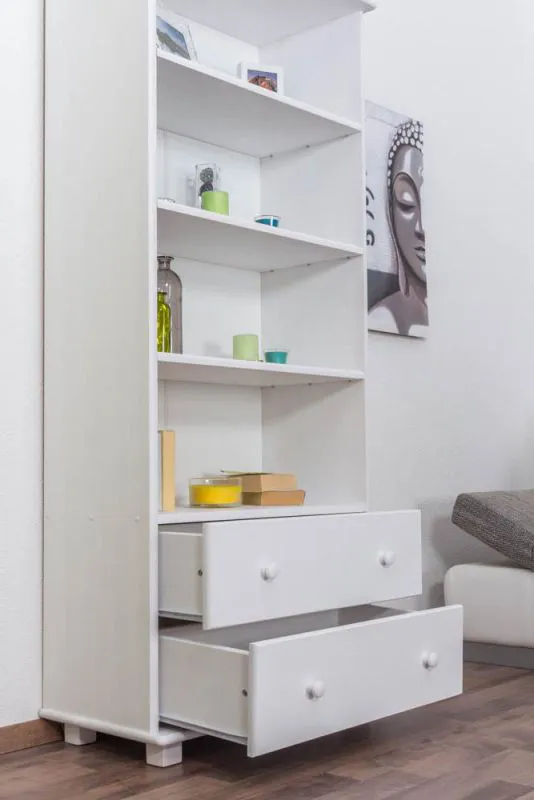 Standregal, 80 cm breit, Kiefer Holz-Massiv, Farbe: Weiß Abbildung