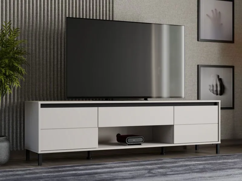 TV-Schrank / TV-Möbel | Farbe: Kaschmir | eine Schublade | 2 Drehtüren | 183 x 40 x 52 cm | 1 Kabeldurchführung | drei Fächer | TV-Unterschrank