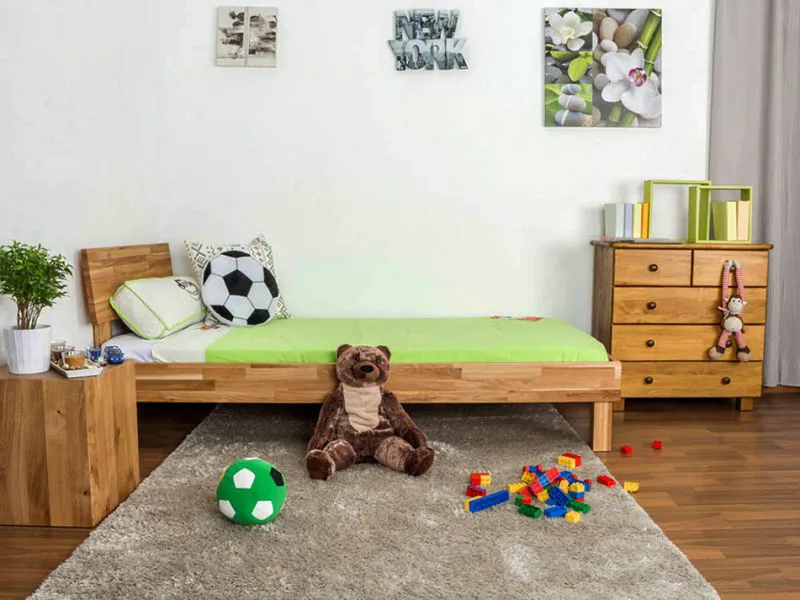 Massivholzbett Eiche 100 x 200 cm geölt Abbildung