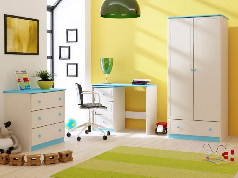 Schrank, Farbe: Weiß / Blau 182x80x60 cm Abbildung