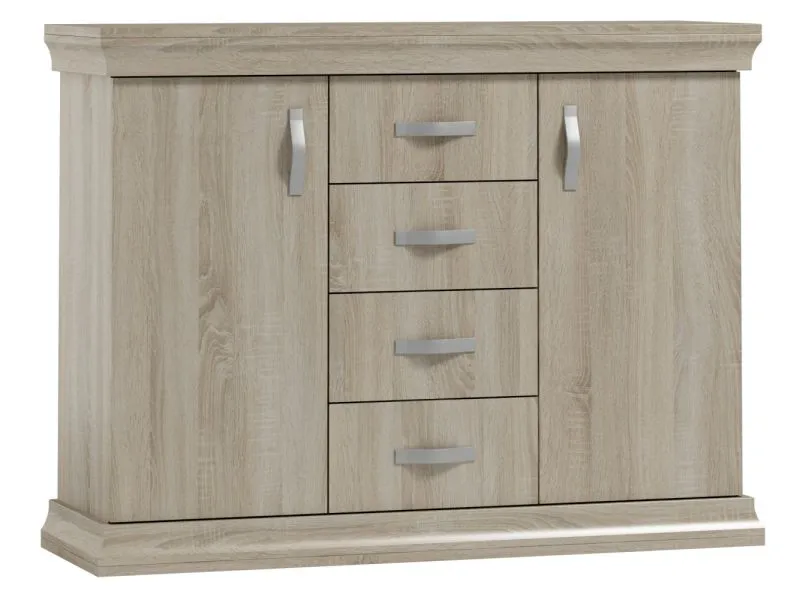 Kommode Wewak 03, Farbe: Sonoma Eiche - Abmessungen: 98 x 130 x 42 cm (H x B x T)