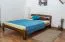 Kinderbett / Jugendbett Kiefer Vollholz massiv Nussfarben A5, inkl. Lattenrost - Abmessung 140 x 200 cm