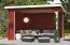 Überdachung G281 Schwedenrot - 28 mm Blockbohlen, Grundfläche: 10,09 m², Flachdach