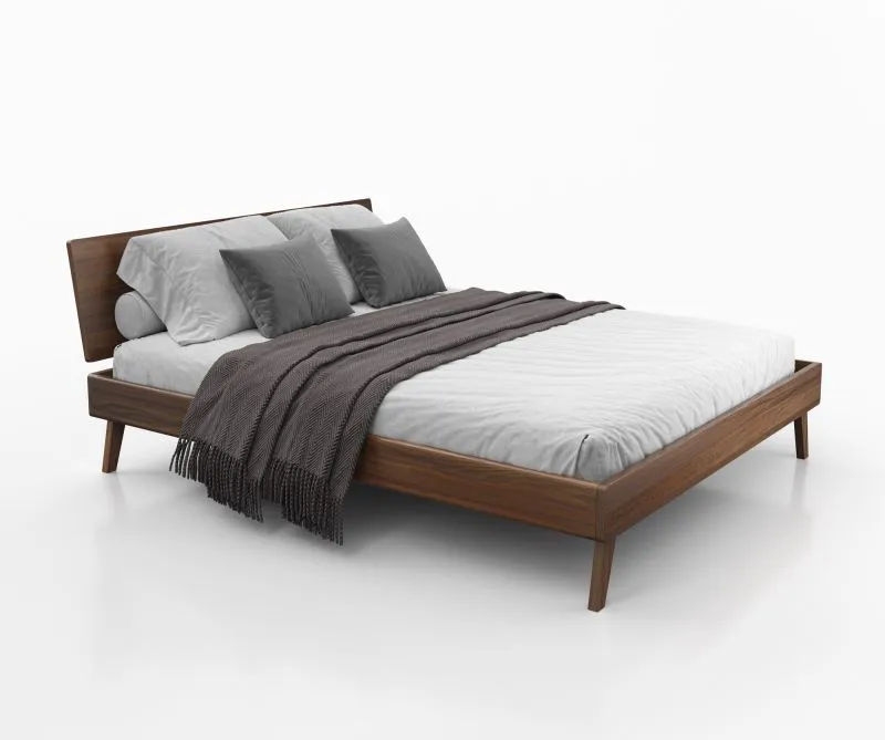 Einzelbett / Gästebett Engordany 10 | Buche Vollholz massiv | lackiert | Liegefläche: 140 x 200 cm | Farbe: Walnuss | mit stabiler Kopfstütze | zeitloses Design