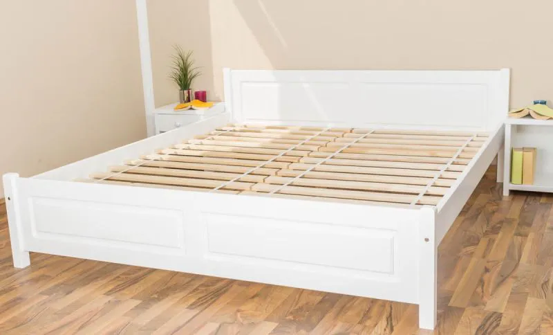Weißes Kiefer Bett 180 x 200 cm Weiß massiv Abbildung