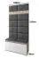 Schmale Garderobe 01 mit Sitzbank gepolstert, Farbe: Artisan/Schwarz/Silver, 215 x 100 x 40 cm, für 8 Paar Schuhe, 6 Kleiderhaken, 4 Fächer
