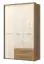 Drehtürenschrank / Kleiderschrank mit Rahmen Gataivai 45, Farbe: Beige Hochglanz / Walnuss - Abmessungen: 224 x 137 x 56 cm (H x B x T)