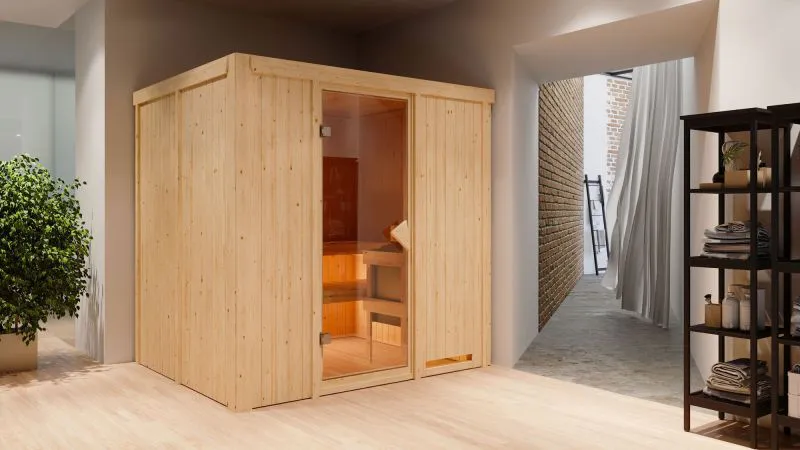 Sauna "Eemil" SET mit Ofen BIO 9 kW Edelstahl - 196 x 170 x 198 cm (B x T x H)