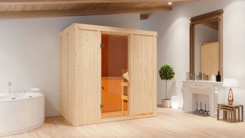 Sauna "Eeli" SET mit Ofen 9 kW - 196 x 118 x 198 cm (B x T x H)