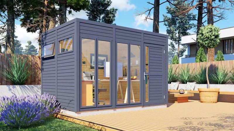 Holz-Gartenhütte 2,4 x 3,36 Meter (inkl. Dach) | Anthrazit |  Abbildung
