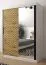 Kleiderschrank mit modernen Design Mulhacen 87, Farbe: Weiß matt / Eiche Artisan / Schwarz matt - Abmessungen: 200 x 150 x 62 cm (H x B x T), mit fünf Fächern und zwei Kleiderstangen
