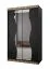 Dunkler Kleiderschrank / Schiebetürenschrank Lenzspitze 05, Schwarz Matt, mit Spiegel, Maße: 200 x 120 x 62 cm, genügend Stauraum, 5 Fächer