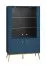 Vitrine Kumpula 02, Farbe: Dunkelblau - Abmessungen: 152 x 92 x 40 cm (H x B x T), mit 4 Türen und 4 Fächern
