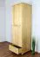 Schmaler Kleiderschrank | 2 Drehtüren | 4 Fächer | 1 Schublade | mit Kleiderstange | 65 cm breit | Massivholz | Farbe: Natur Abbildung