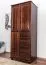Schmaler Kleiderschrank | 1 Drehtür | 4 Schubladen | mit Kleiderstange | 80 cm breit | Massivholz | Farbe: Nuss Abbildung