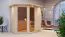 Sauna "Bjarki 1" mit bronzierter Tür und Kranz - Farbe: Natur - 210 x 165 x 202 cm (B x T x H)