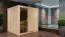 Sauna "Aleksi" SET mit graphitfarbener Tür - Farbe: Natur, Ofen 9 kW - 196 x 196 x 198 cm (B x T x H)