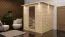 Sauna "Jonna" SET mit Klarglastür, Kranz & Ofen BIO 9 kW - 224 x 210 x 206 cm (B x T x H)