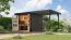 Holz Gartenhaus Anbaudach mit Trapezblechdach, nordische Fichte terragrau/anthrazit, metallverstärkte-Ecken, Doppelflügeltür Zylinderschloss, 5,05 m²