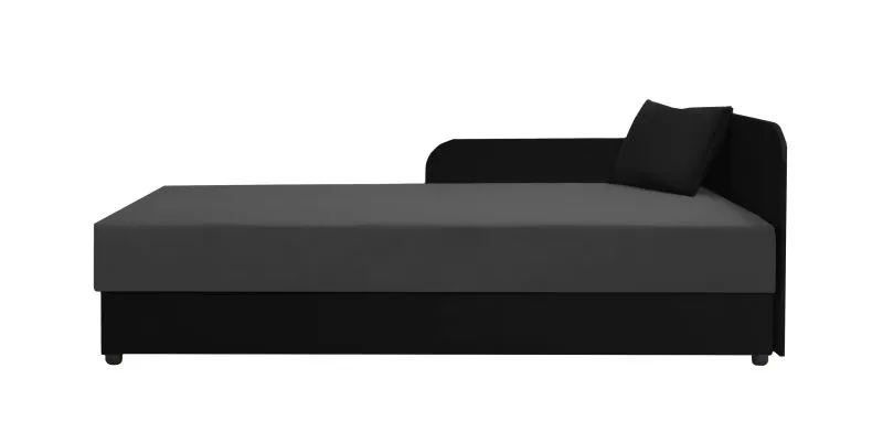Einzelbett / Tagesbett inkl. Kissen Lobatos 70, Farbe: Schwarz / Grau, Kopfteil rechts, Liegefläche: 80 x 195 cm, ausklappbarer Stauraum, sehr gute Verarbeitung
