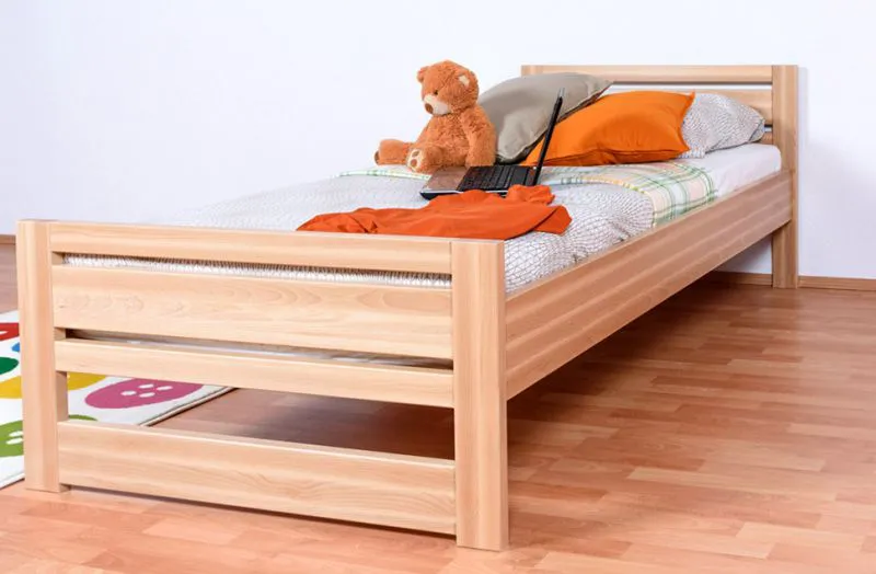 Kinderbett 100 x 200 cm | Massivholz: Buche | Natur Lackiert Abbildung