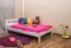 Kinderbett / Jugendbett Kiefer Vollholz massiv weiß lackiert A5, inkl. Lattenrost - Abmessung 120 x 200 cm